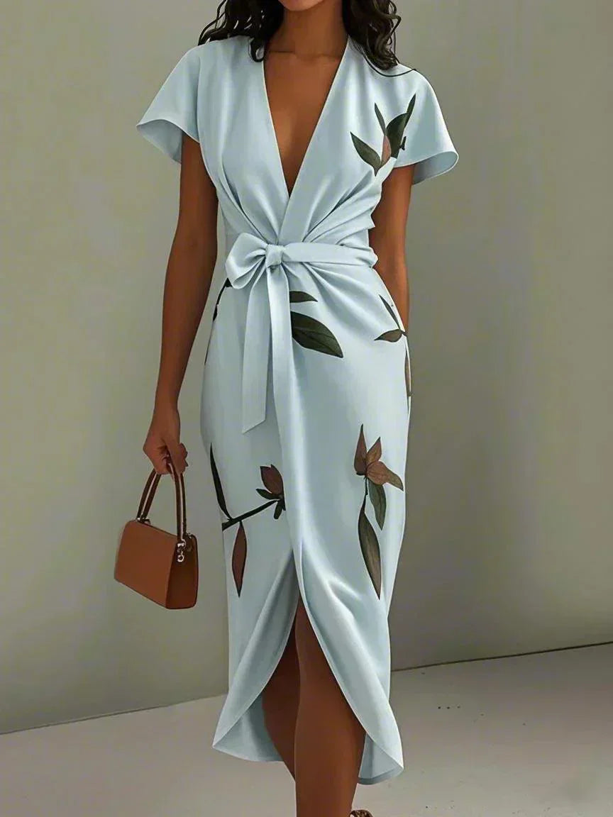 Women's Floral Wrap Midi Dress