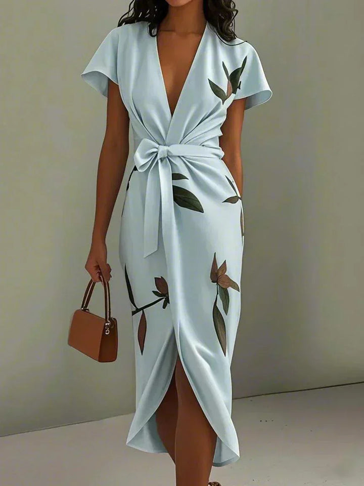 Women's Floral Wrap Midi Dress