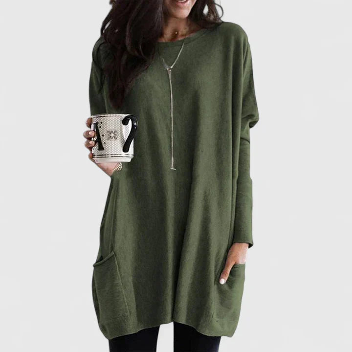 Aster | Women's Relaxed Fit Long Sleeve Tunic Top with Pockets