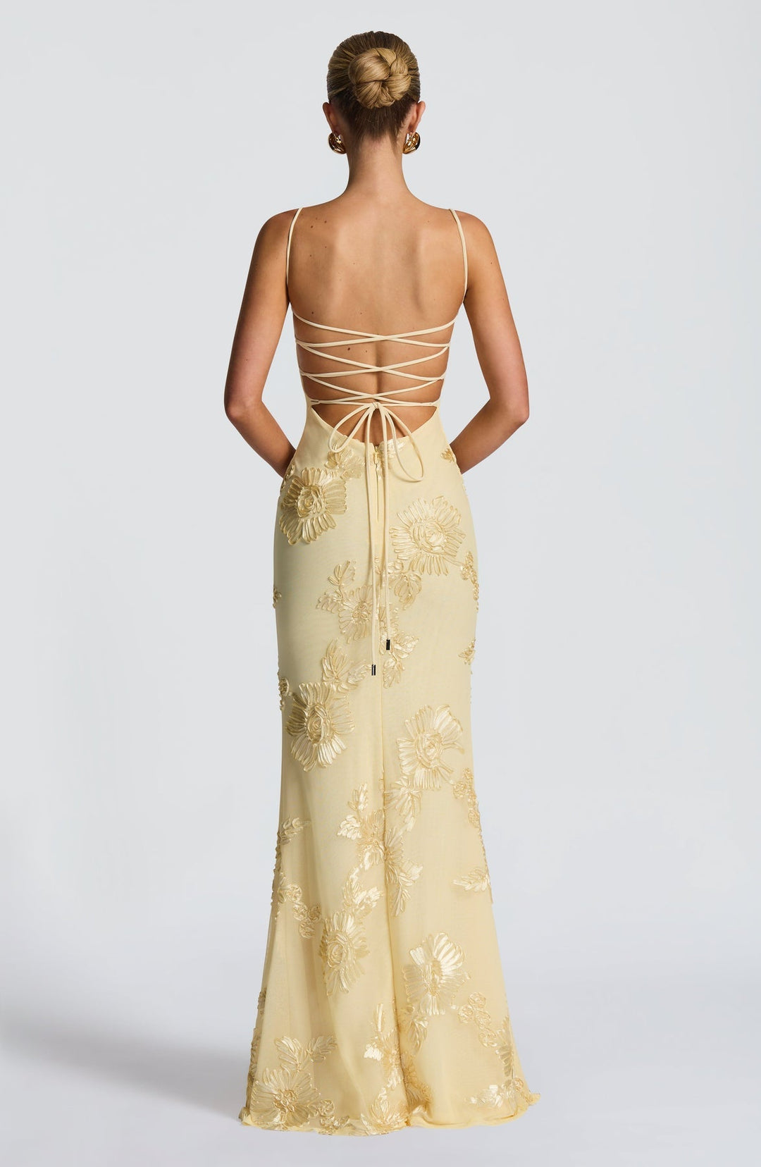 Women's Floral Appliqué Corset Maxi Dress