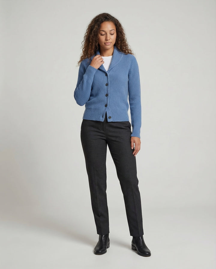 Women's Knit Cardigan Lapel Collar Button Front
