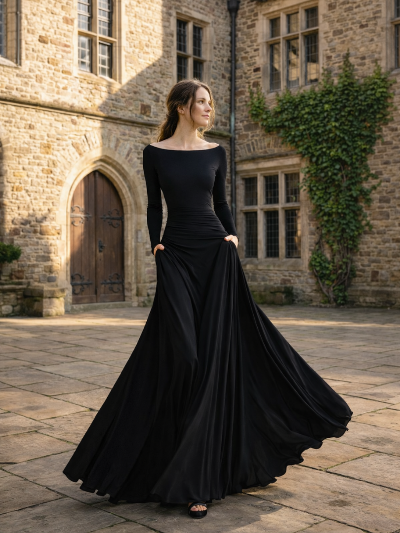 Sandra | Women's Draped Long Sleeve Maxi Dress