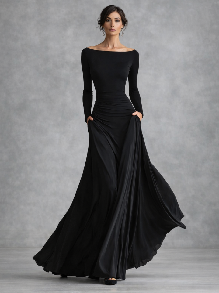 Sandra | Women's Draped Long Sleeve Maxi Dress