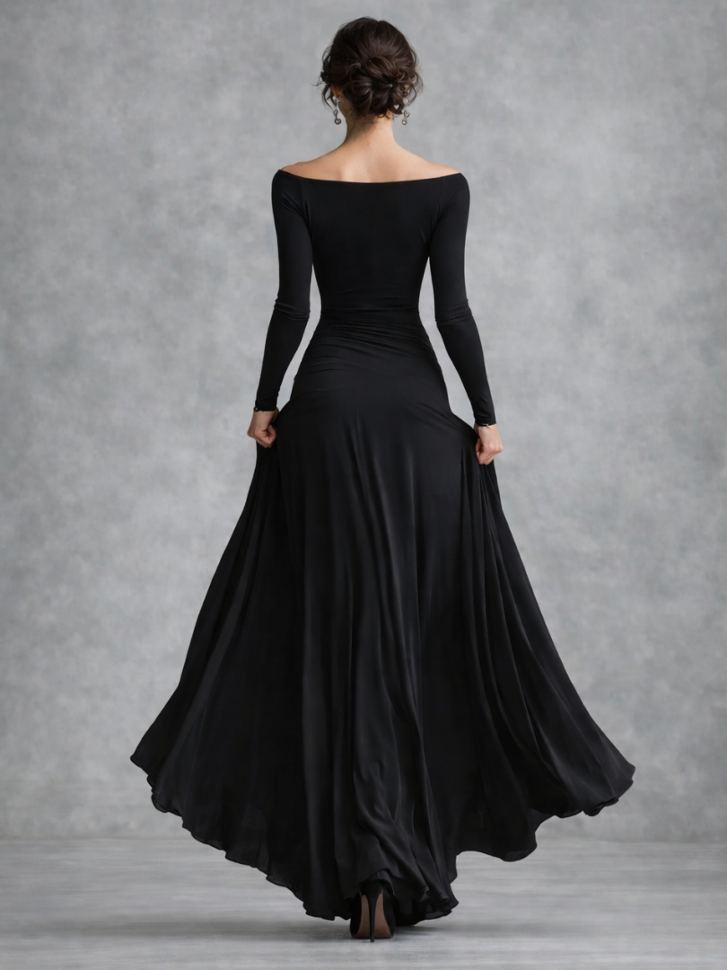Sandra | Women's Draped Long Sleeve Maxi Dress