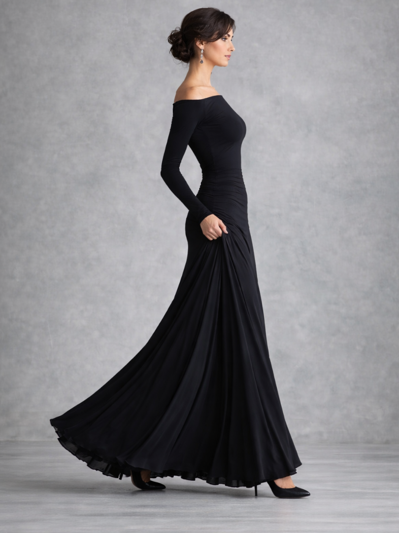 Sandra | Women's Draped Long Sleeve Maxi Dress