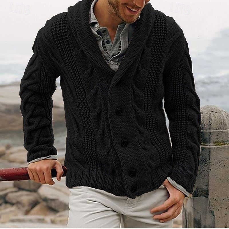 Wallace | Men's Cable Knit Shawl Collar Cardigan
