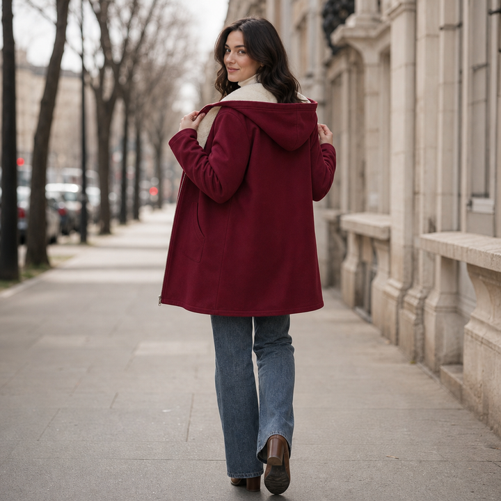 Ceri | Women's Fleece-Lined Hooded Mid-Length Zip Jacket