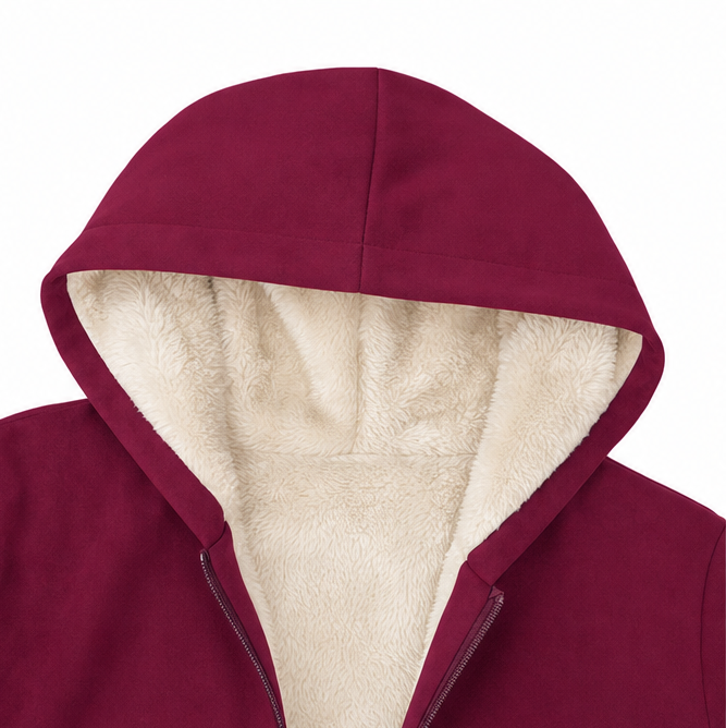 Ceri | Women's Fleece-Lined Hooded Mid-Length Zip Jacket