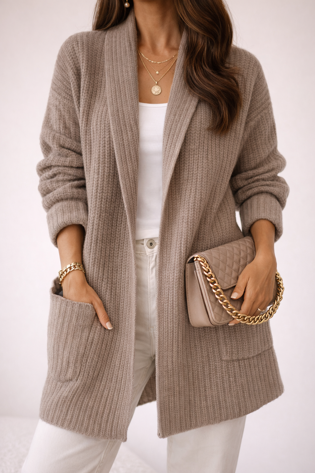 Mairwen | Women's Oversized Shawl Collar Open-Front Cardigan