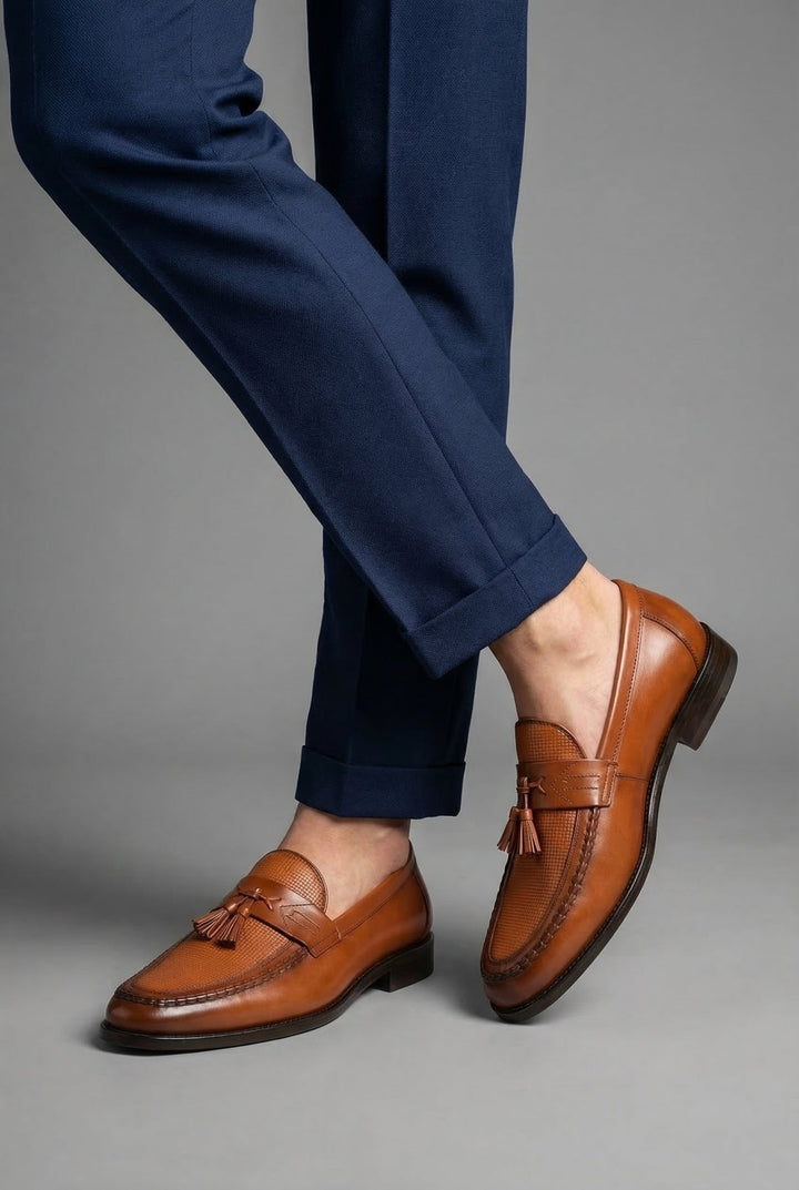 Milo | Men's Woven Leather Tassel Loafers