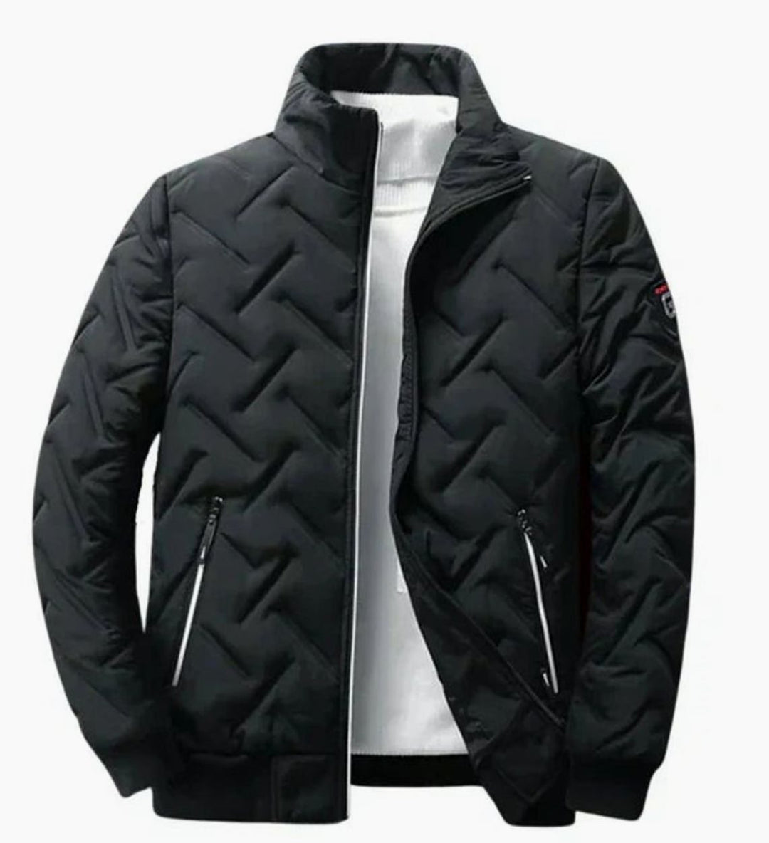 Quinn | Men's Chevron Quilted Padded Winter Jacket with Stand Collar