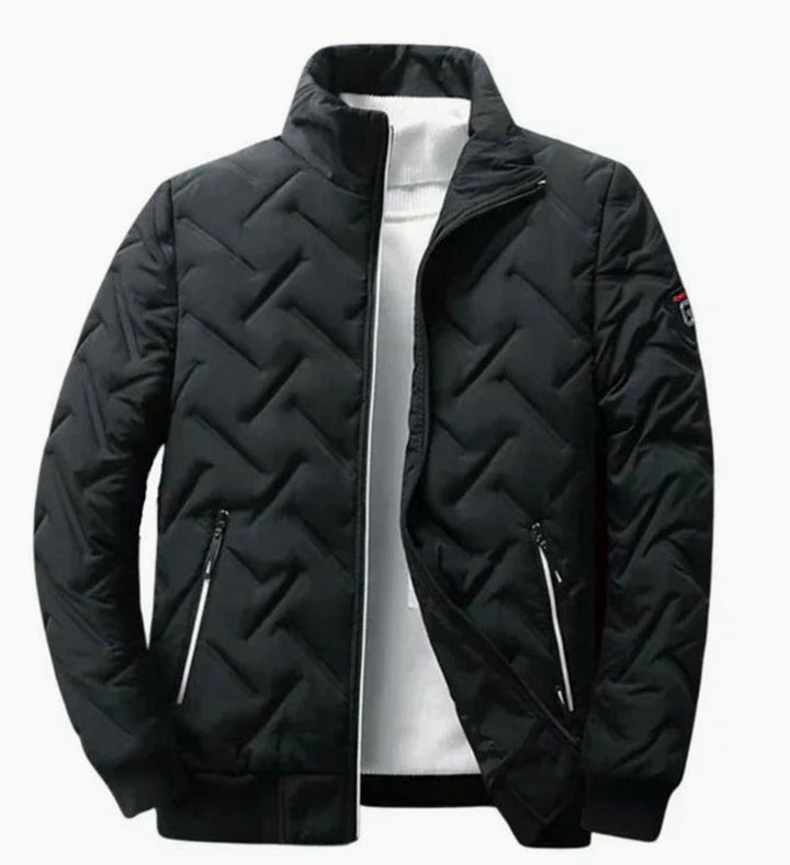 Quinn | Men's Chevron Quilted Padded Winter Jacket with Stand Collar