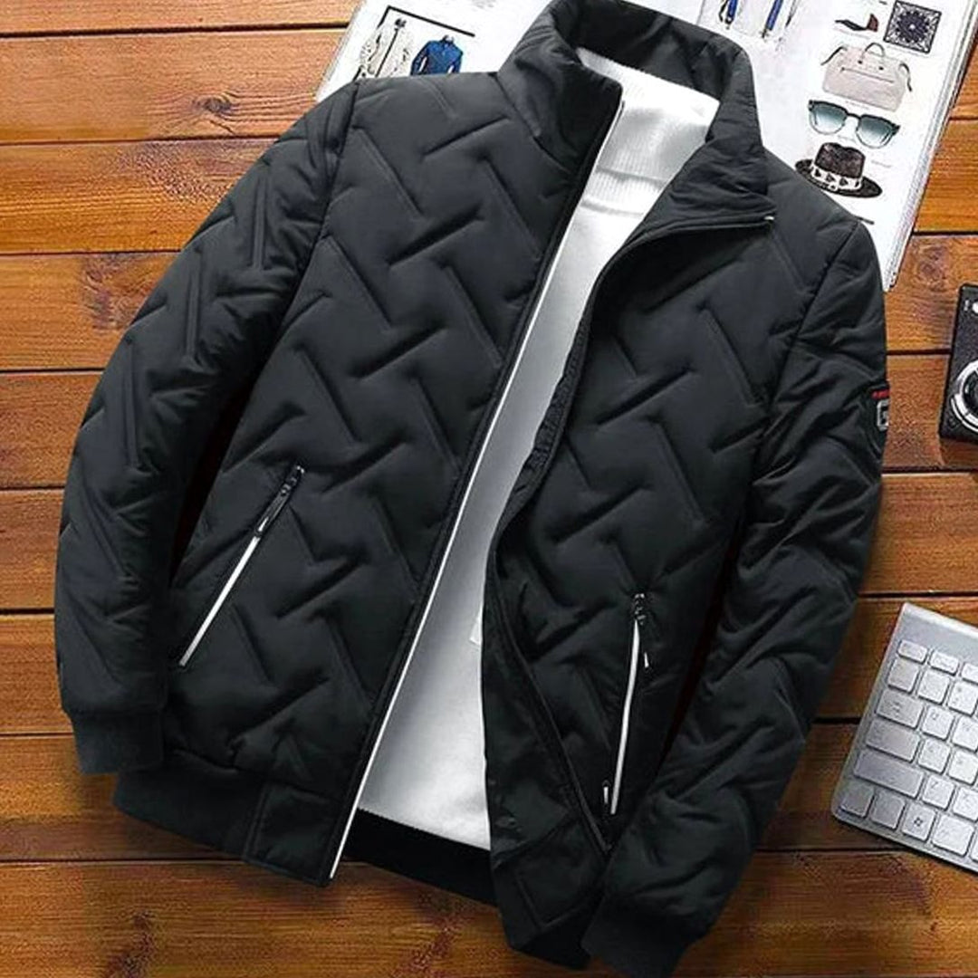 Quinn | Men's Chevron Quilted Padded Winter Jacket with Stand Collar