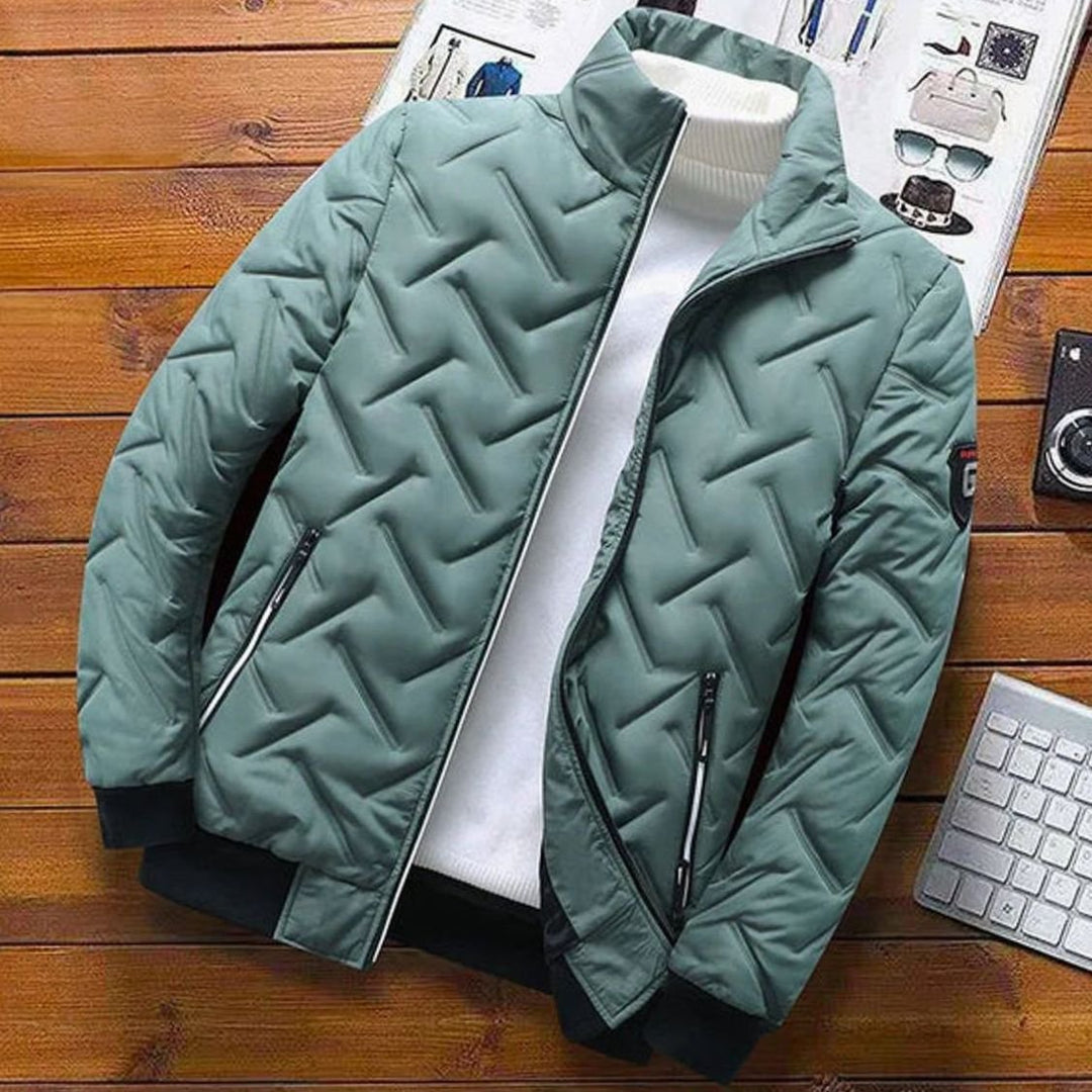 Quinn | Men's Chevron Quilted Padded Winter Jacket with Stand Collar
