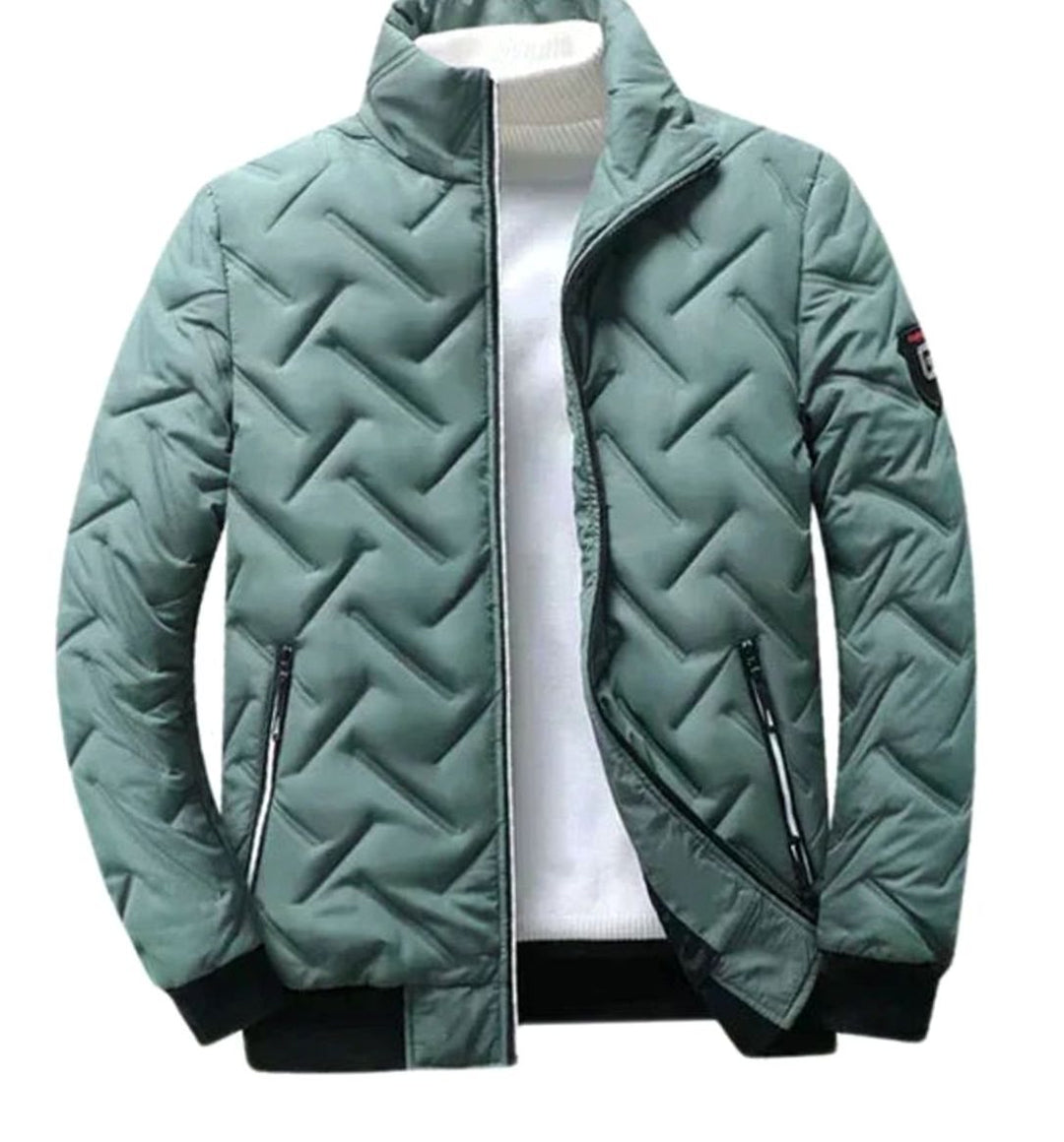 Quinn | Men's Chevron Quilted Padded Winter Jacket with Stand Collar