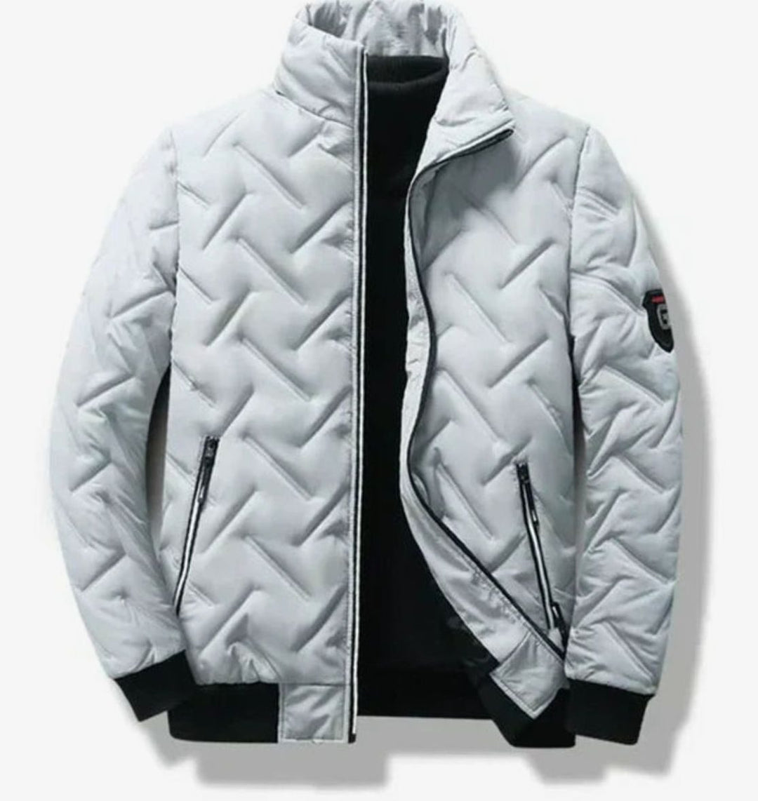 Quinn | Men's Chevron Quilted Padded Winter Jacket with Stand Collar