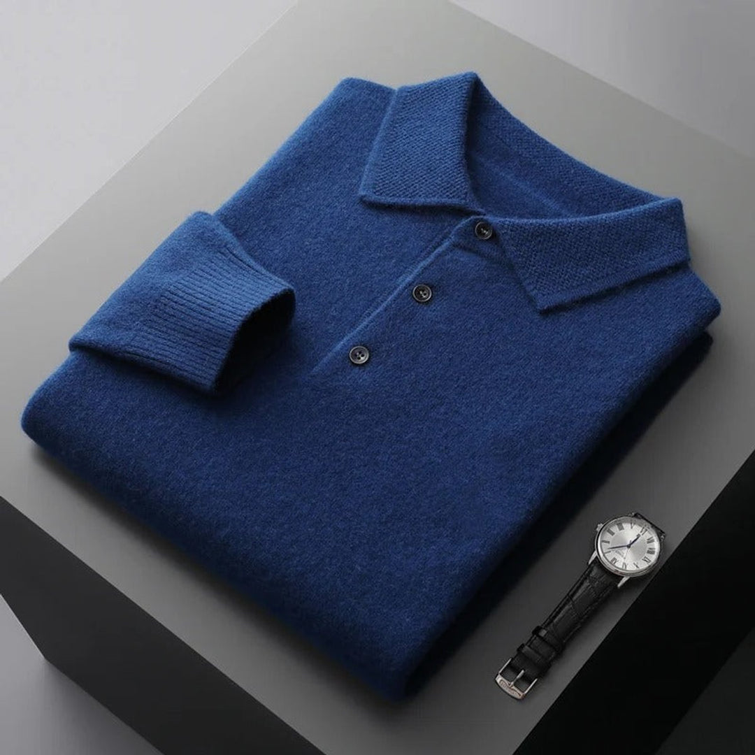 Griffin | Men's Cashmere Long Sleeve Polo Jumper
