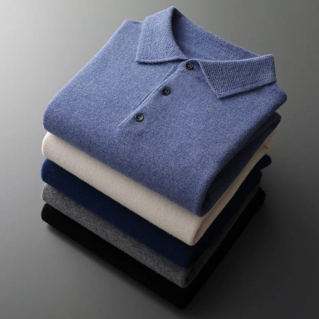 Griffin | Men's Cashmere Long Sleeve Polo Jumper