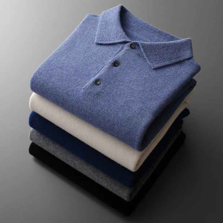 Griffin | Men's Cashmere Long Sleeve Polo Jumper