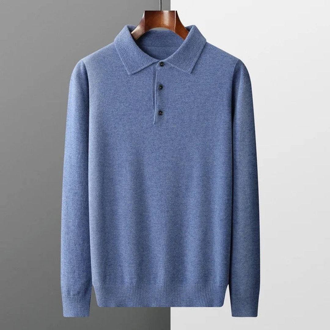 Griffin | Men's Cashmere Long Sleeve Polo Jumper