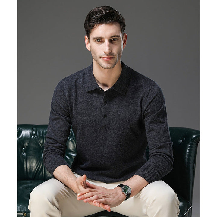 Griffin | Men's Cashmere Long Sleeve Polo Jumper
