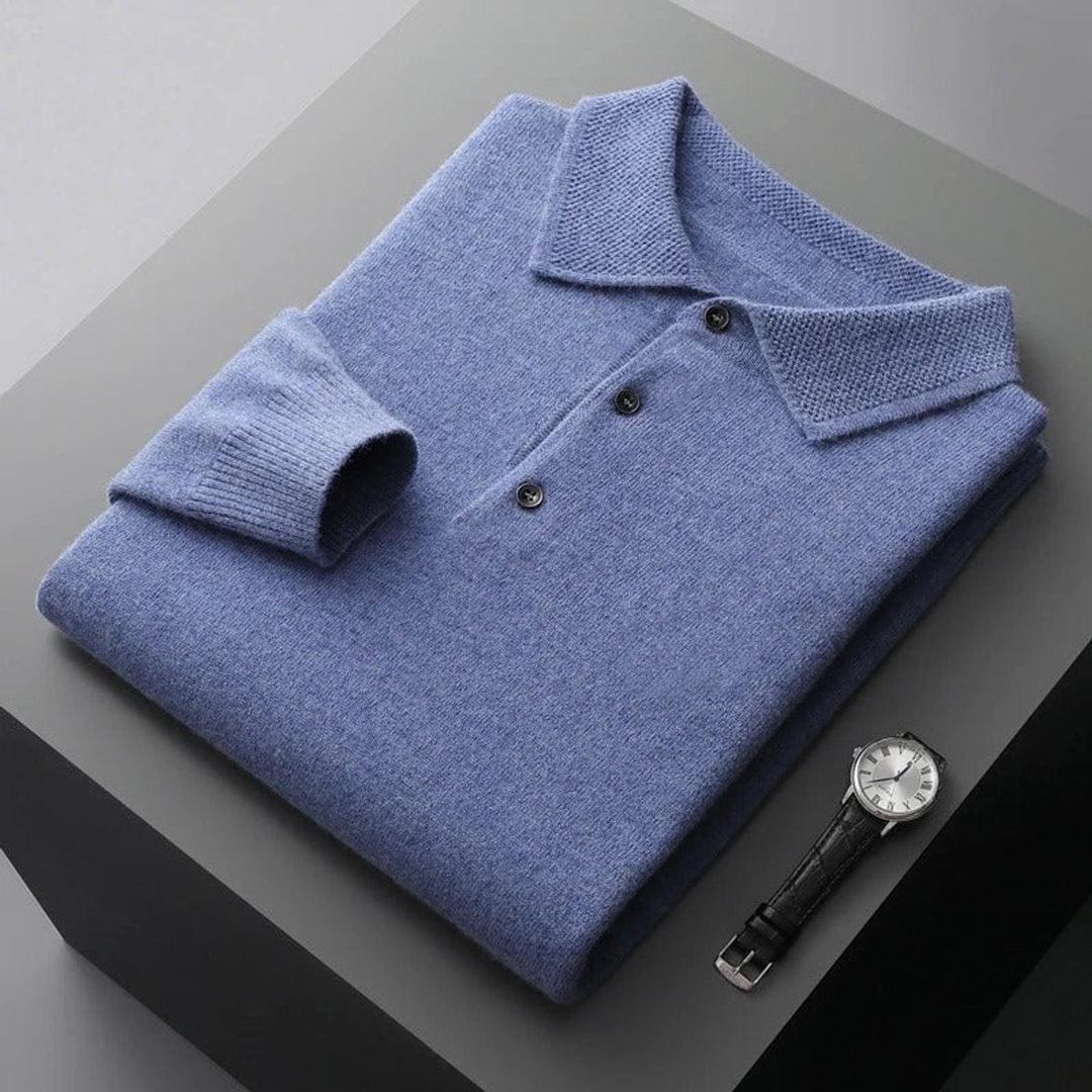 Griffin | Men's Cashmere Long Sleeve Polo Jumper