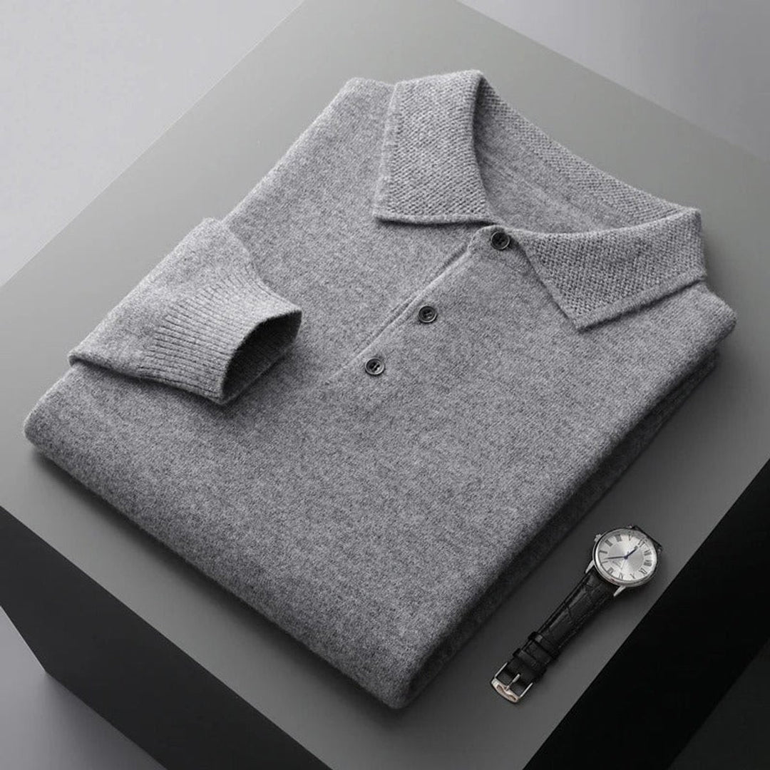 Griffin | Men's Cashmere Long Sleeve Polo Jumper