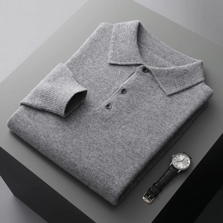 Griffin | Men's Cashmere Long Sleeve Polo Jumper