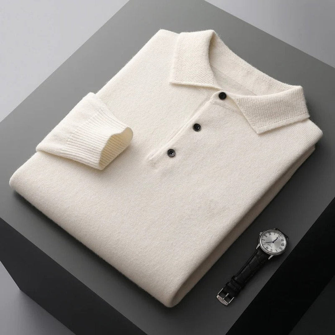 Griffin | Men's Cashmere Long Sleeve Polo Jumper