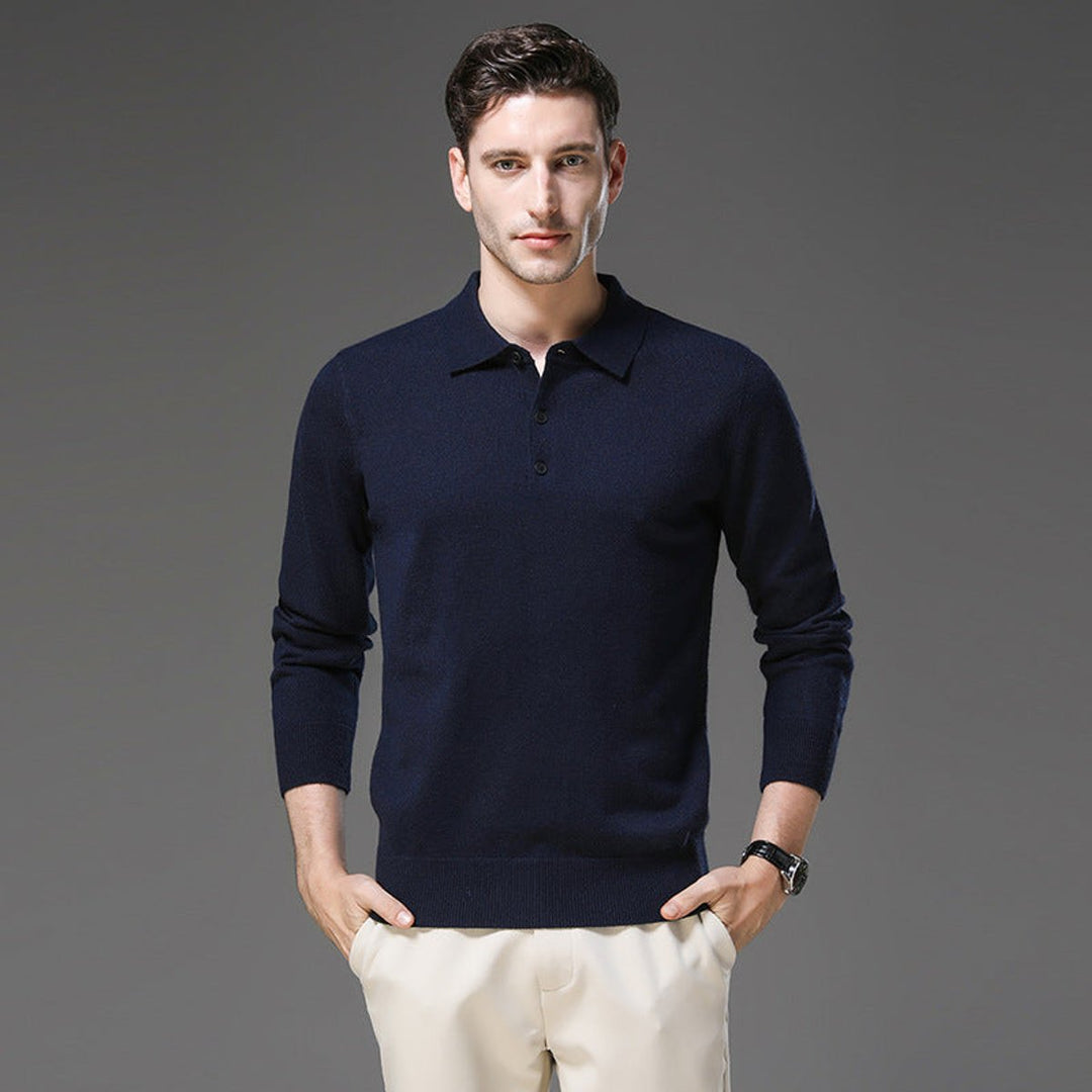Griffin | Men's Cashmere Long Sleeve Polo Jumper