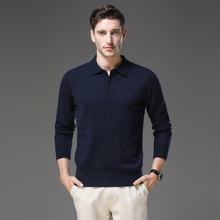 Griffin | Men's Cashmere Long Sleeve Polo Jumper
