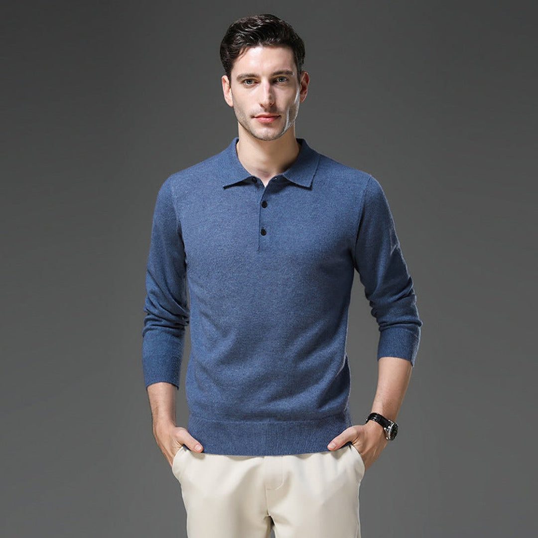 Griffin | Men's Cashmere Long Sleeve Polo Jumper