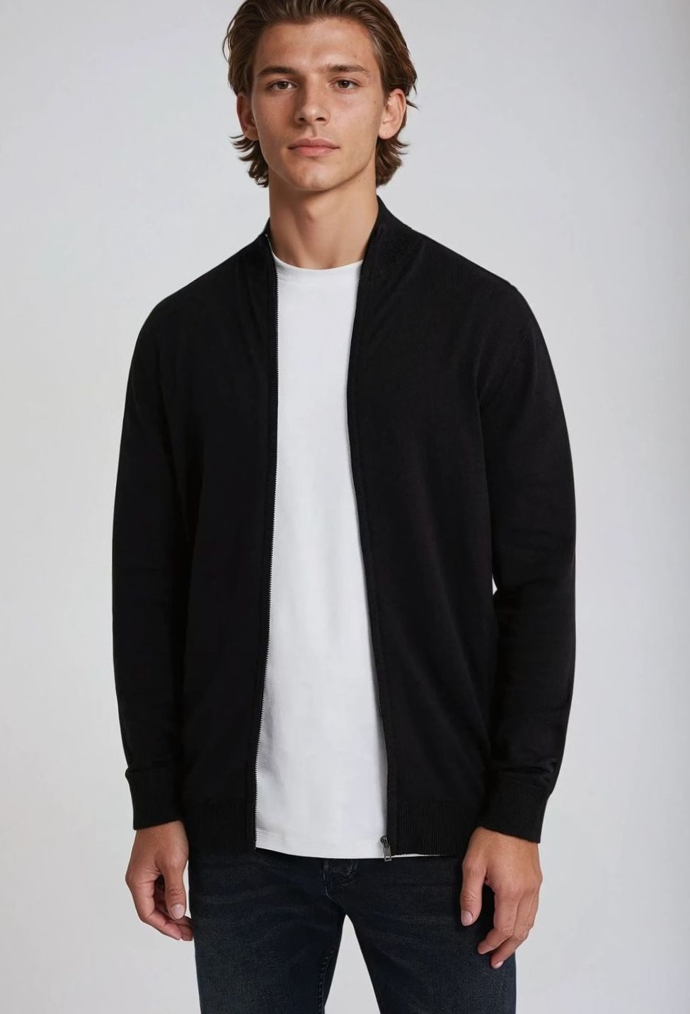 Byron | Men's Slim Fit Zip-Up Knit Cardigan