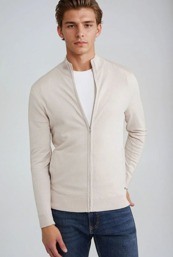 Byron | Men's Slim Fit Zip-Up Knit Cardigan