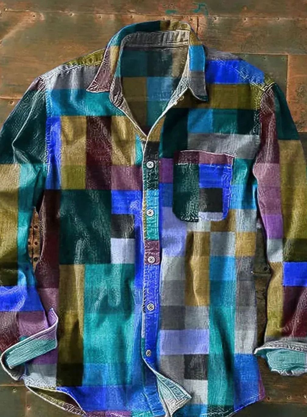 Graeme | Men's Patchwork Plaid Long Sleeve Shirt