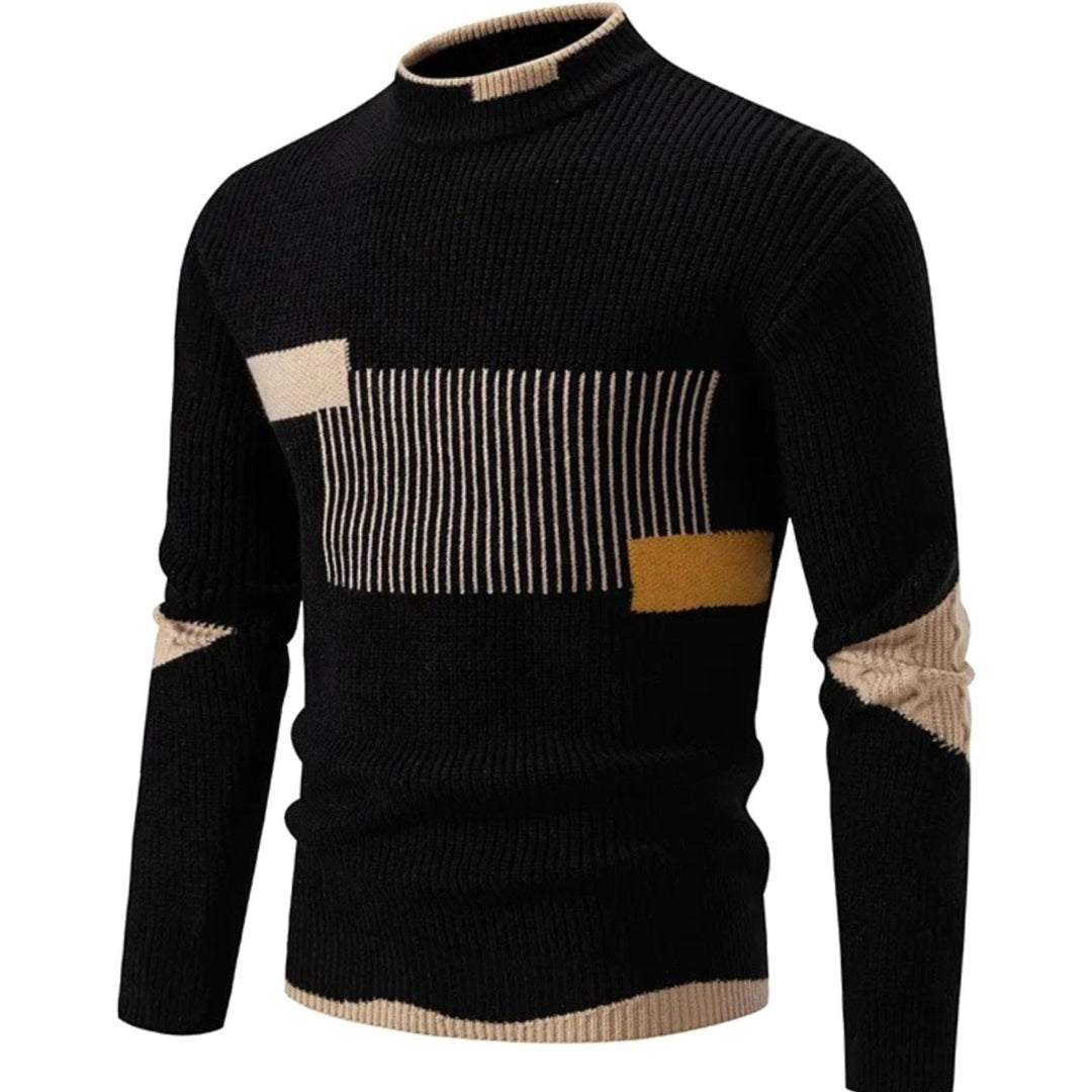 Chester | Men's Geometric Mock Neck Knit Jumper