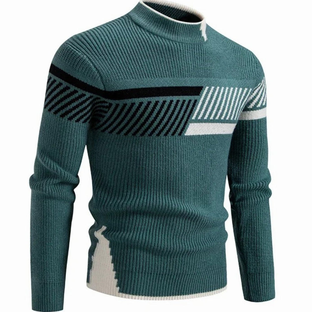 Chester | Men's Geometric Mock Neck Knit Jumper