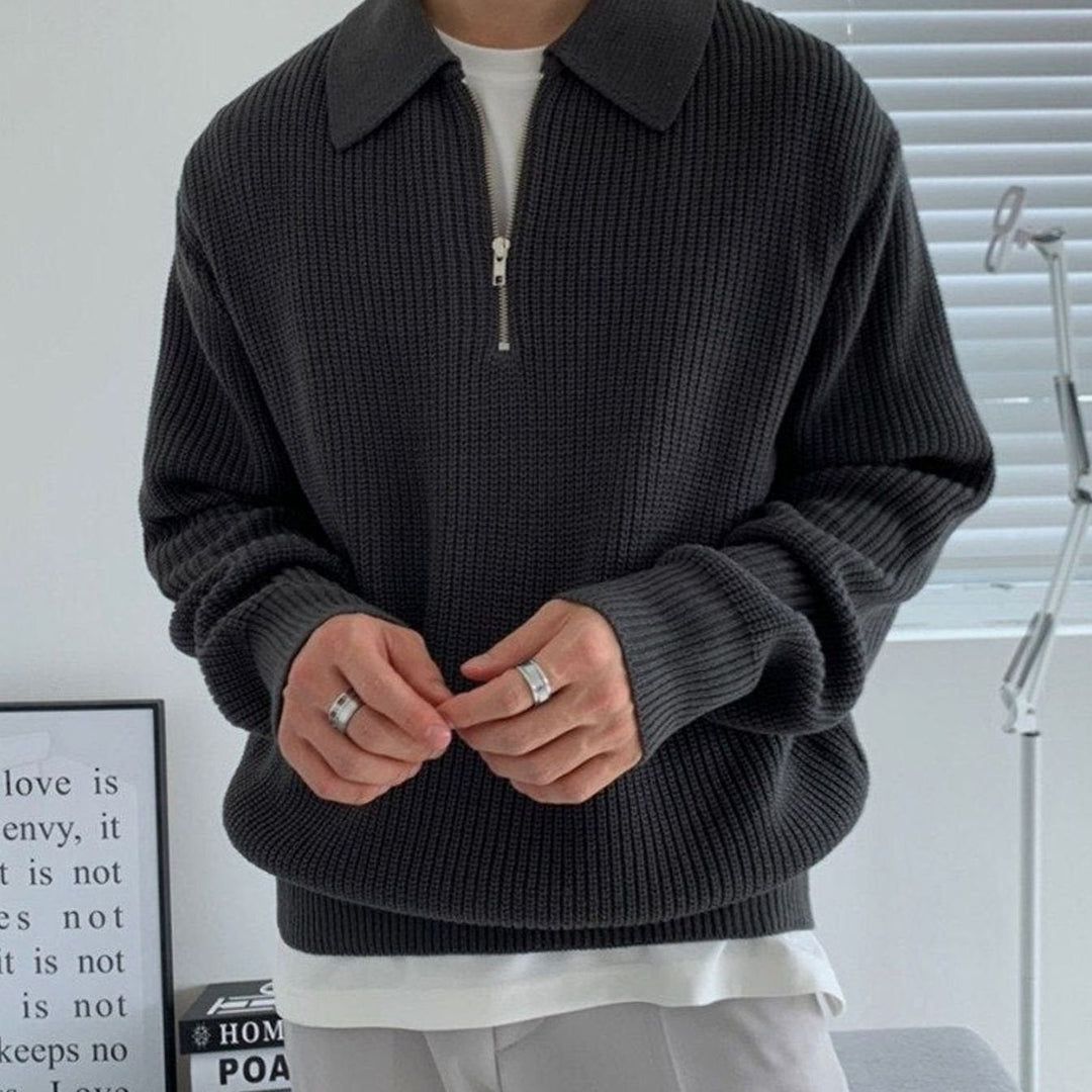 Tristan | Men's Textured Quarter-Zip Knit Jumper
