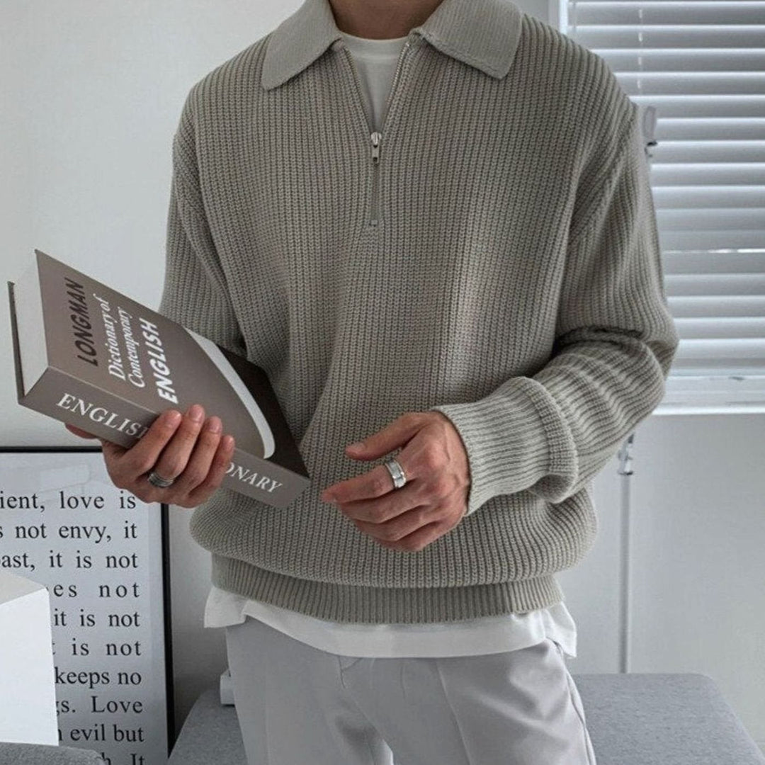 Tristan | Men's Textured Quarter-Zip Knit Jumper