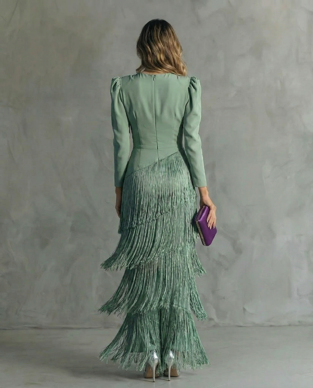 Women's Fringe Sleeve Midi Dress