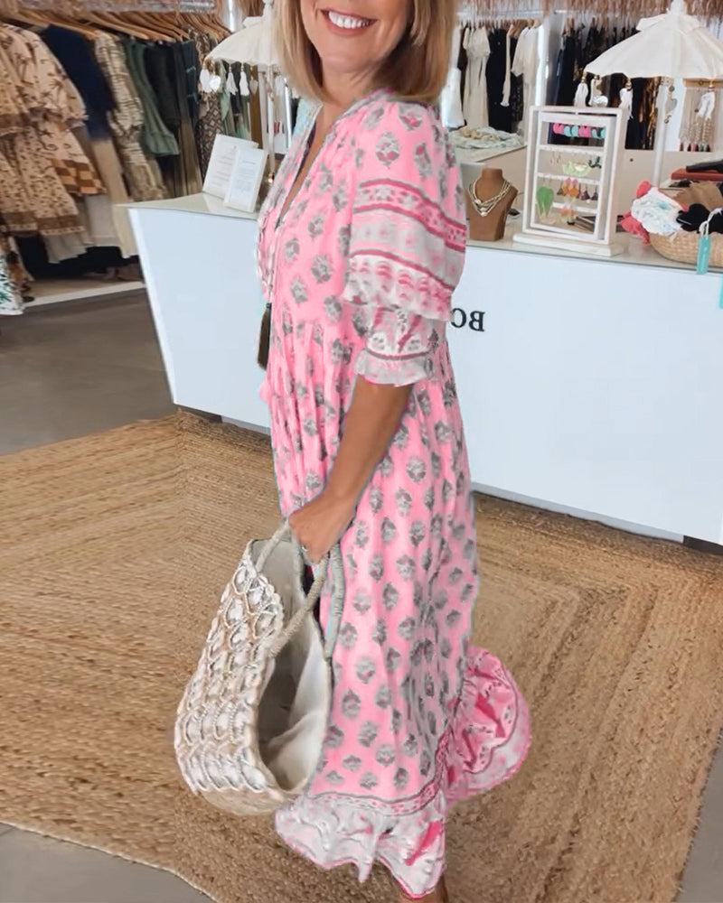Women's Boho Tassel Midi Dress