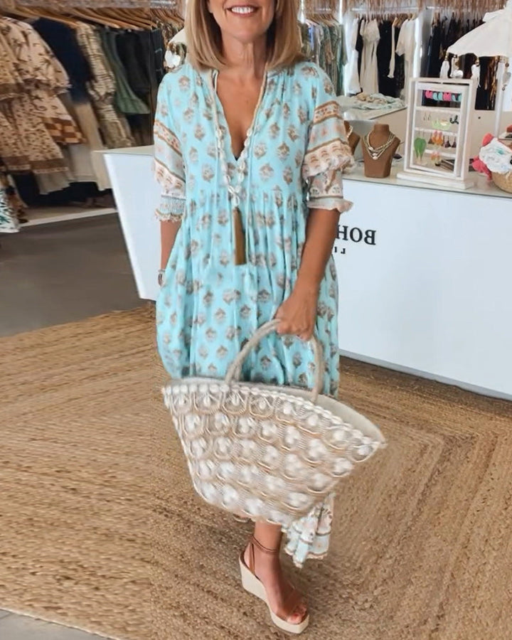 Women's Boho Tassel Midi Dress