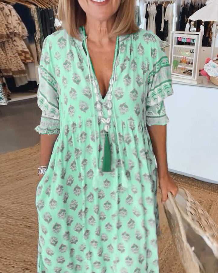 Women's Boho Tassel Midi Dress