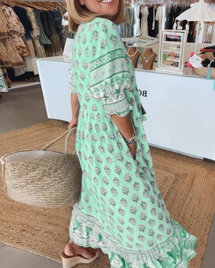 Women's Boho Tassel Midi Dress