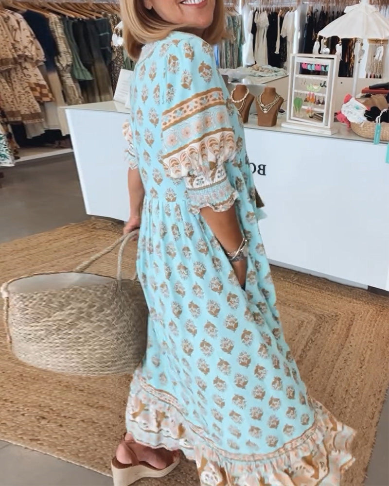 Women's Boho Tassel Midi Dress