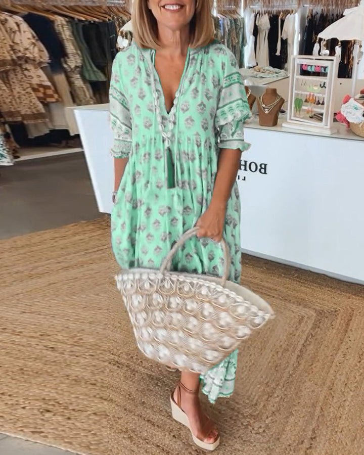 Women's Boho Tassel Midi Dress