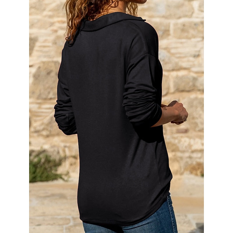 Rachael | Women's Relaxed Fit Quarter-Zip Collared Top
