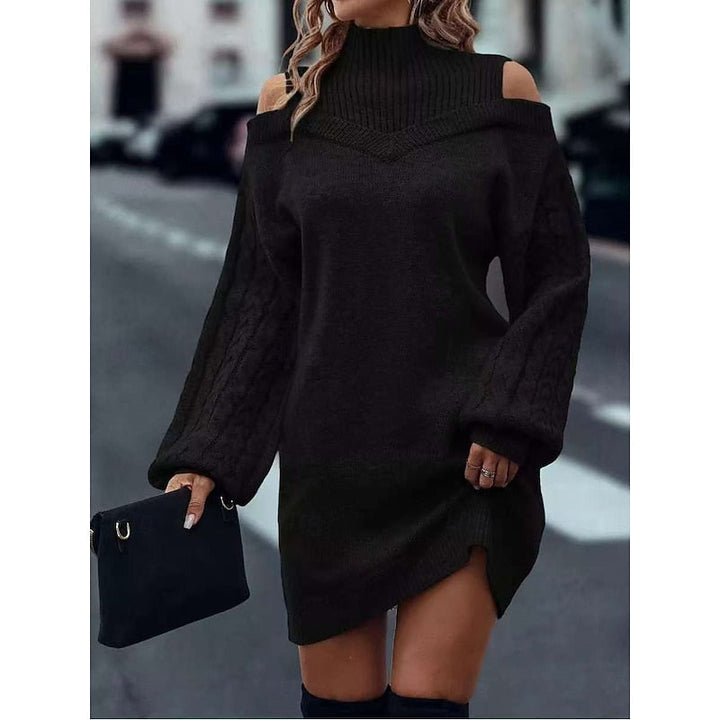 Melody | Women's Cold-Shoulder Roll Neck Jumper Dress