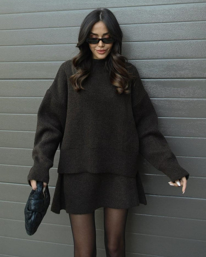 Aisling | Women's Ribbed Knit Jumper and Midi Skirt Set