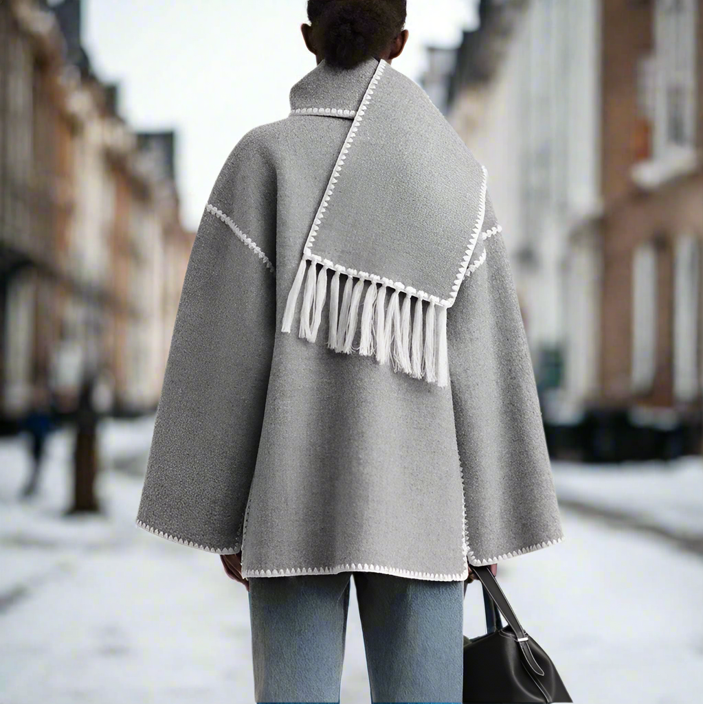 Elspeth | Women's Fringe Trim Shawl Collar Coat